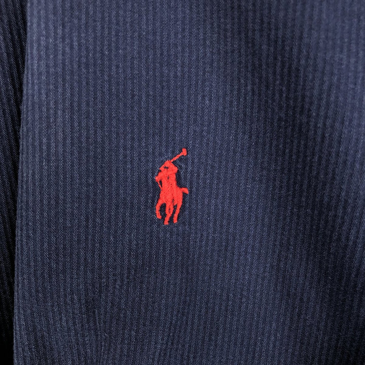 Ralph Lauren CUSTOM FIT long sleeve button down striped shirt men's size L cotton navy blue type Vintage Second Hand