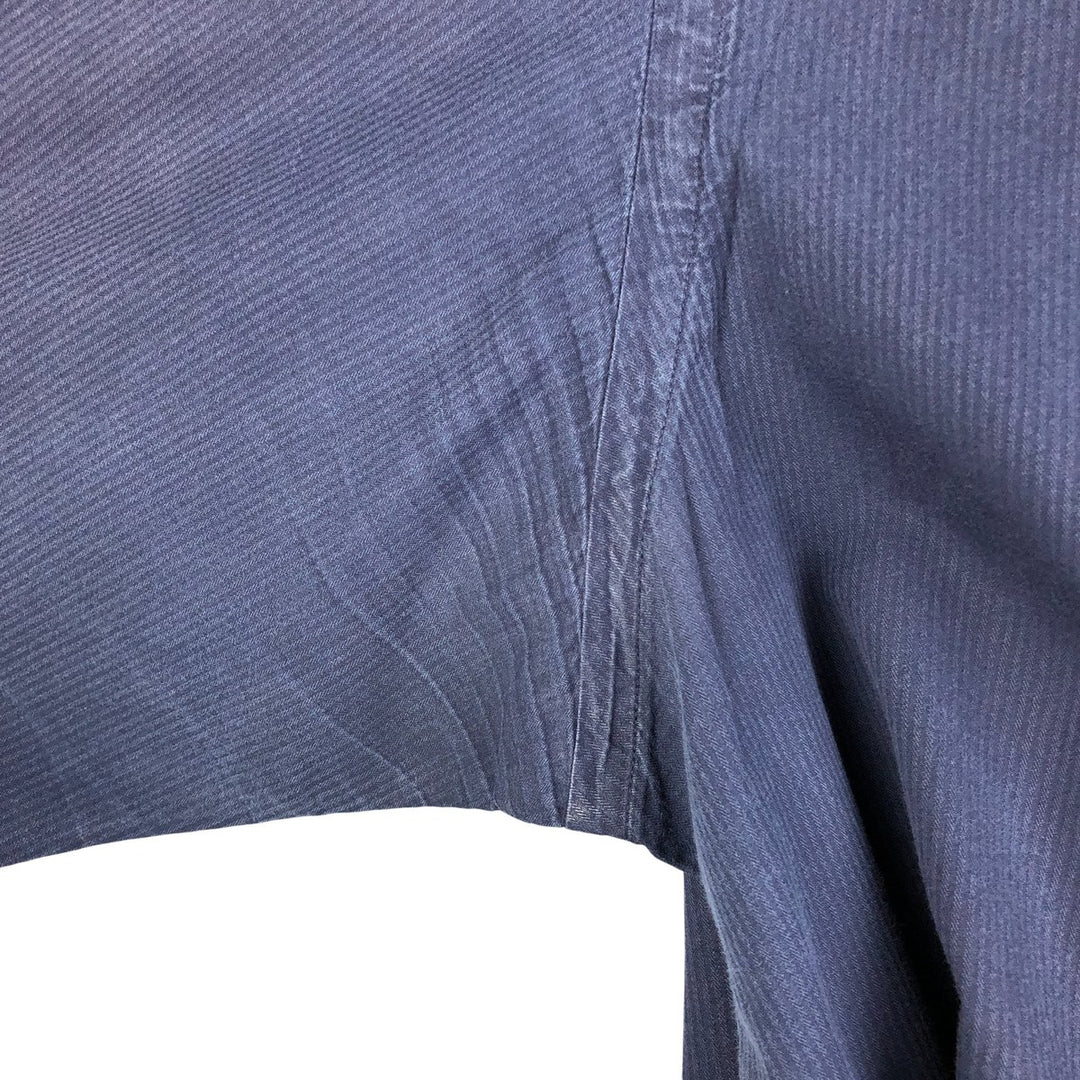 Ralph Lauren CUSTOM FIT long sleeve button down striped shirt men's size L cotton navy blue type Vintage Second Hand
