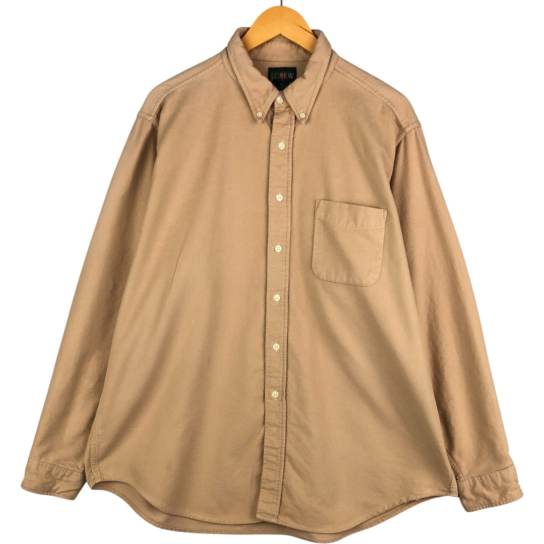 Vintage 90'S J.Crew long-sleeved button-down chamois cloth shirt, made in the USA, size XL, men's cotton Beige type Vintage Second Hand