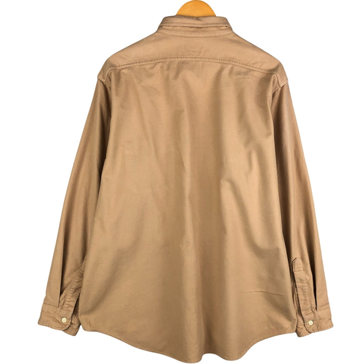 Vintage 90'S J.Crew long-sleeved button-down chamois cloth shirt, made in the USA, size XL, men's cotton Beige type Vintage Second Hand