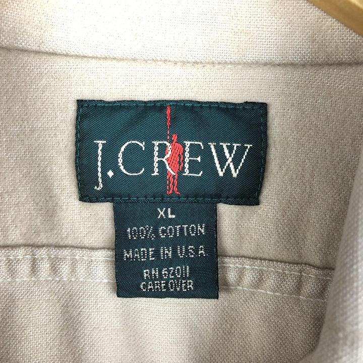 Vintage 90'S J.Crew long-sleeved button-down chamois cloth shirt, made in the USA, size XL, men's cotton Beige type Vintage Second Hand