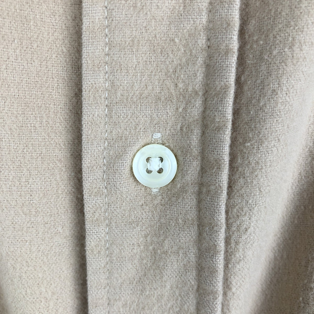 Vintage 90'S J.Crew long-sleeved button-down chamois cloth shirt, made in the USA, size XL, men's cotton Beige type Vintage Second Hand