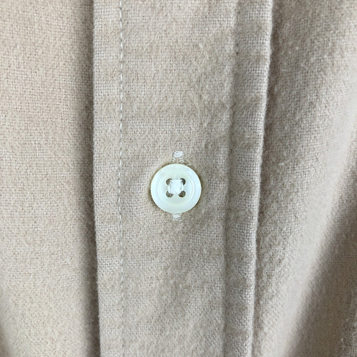 Vintage 90'S J.Crew long-sleeved button-down chamois cloth shirt, made in the USA, size XL, men's cotton Beige type Vintage Second Hand