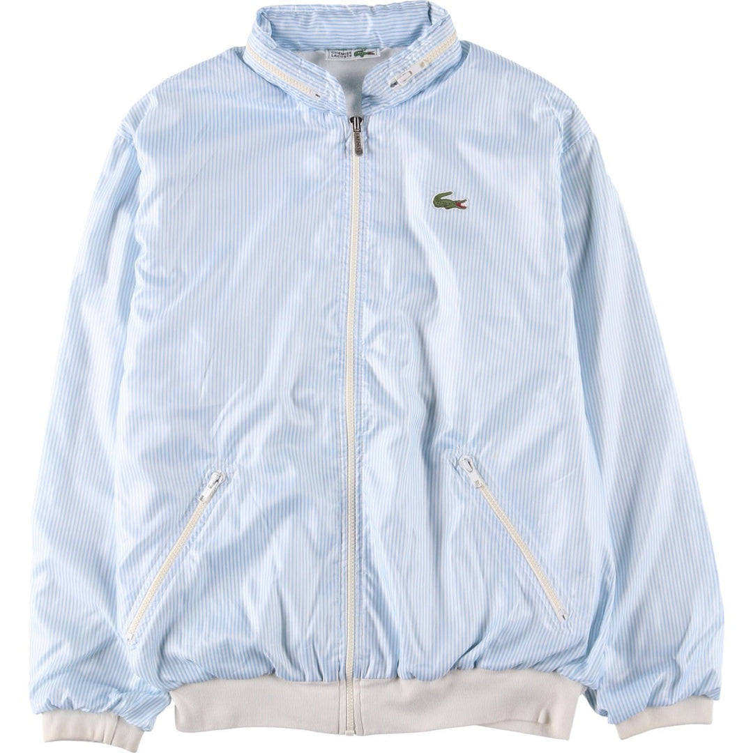 Vintage 1980'S Lacoste CHEMISE French Lacoste Stripe Pattern Windbreaker, Made in France, Size 3, Men's Size Small polyester Blue type light blue Vintage Second Hand