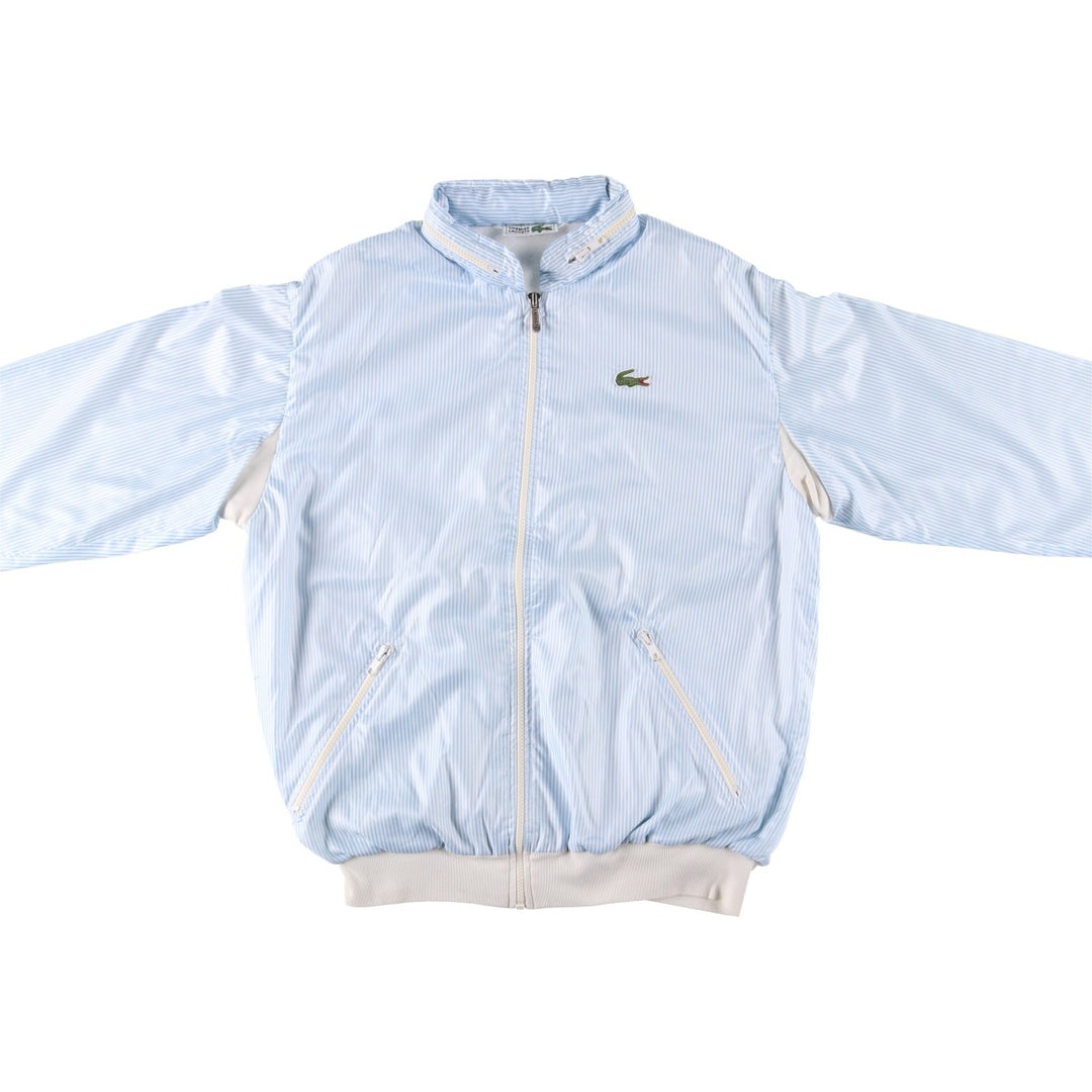 Vintage 1980'S Lacoste CHEMISE French Lacoste Stripe Pattern Windbreaker, Made in France, Size 3, Men's Size Small polyester Blue type light blue Vintage Second Hand