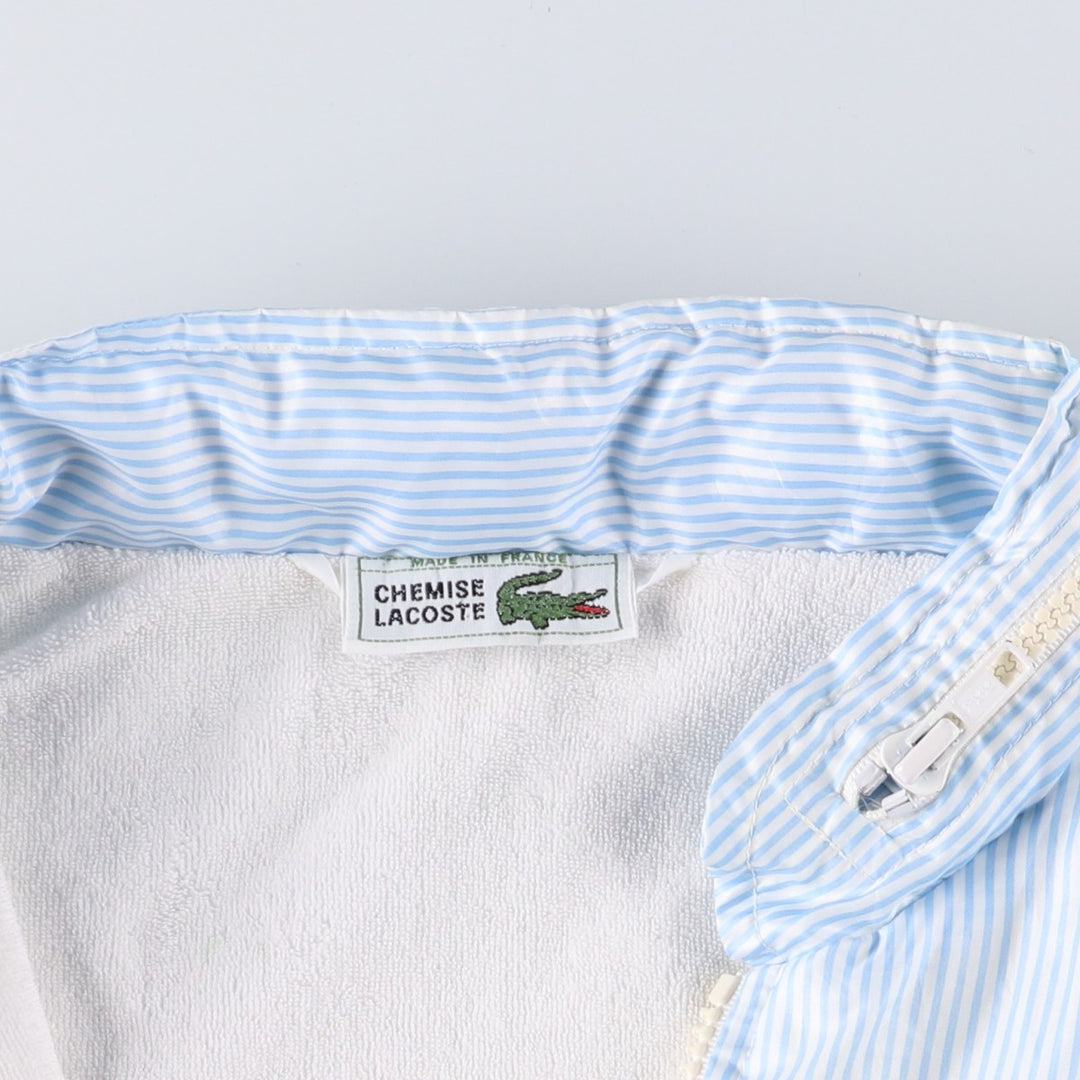 Vintage 1980'S Lacoste CHEMISE French Lacoste Stripe Pattern Windbreaker, Made in France, Size 3, Men's Size Small polyester Blue type light blue Vintage Second Hand