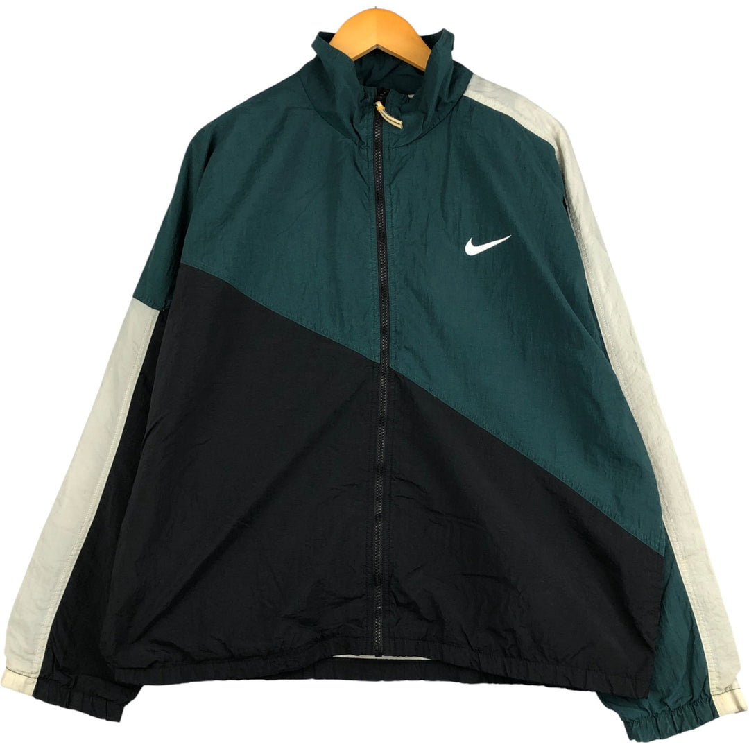 90'S Nike NIKE Back Logo Nylon Jacket Men's Size L Vintage unclear green type Vintage Second Hand