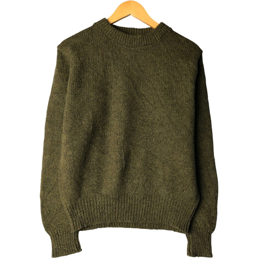 90'S LLBean Wool Knit Sweater, Made in USA, Women's, Size M, Vintage wool Khaki type Vintage Second Hand