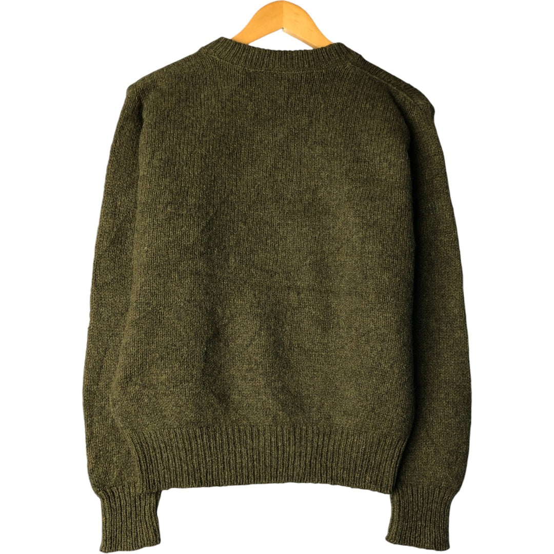 90'S LLBean Wool Knit Sweater, Made in USA, Women's, Size M, Vintage wool Khaki type Vintage Second Hand