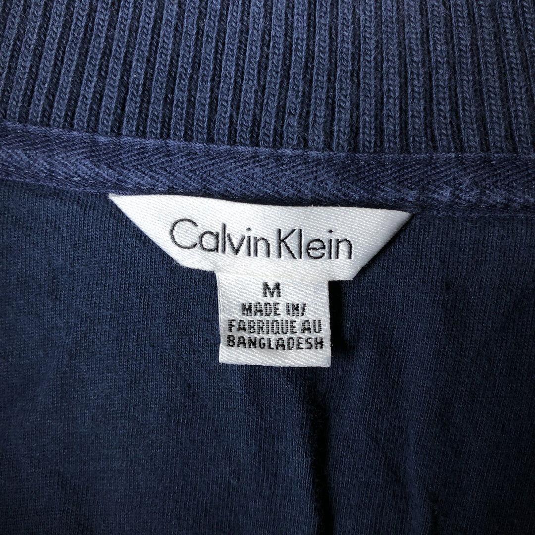 Calvin Klein Pique Half-Zip Sweatshirt, Women's Size Medium cotton navy blue type Vintage Second Hand