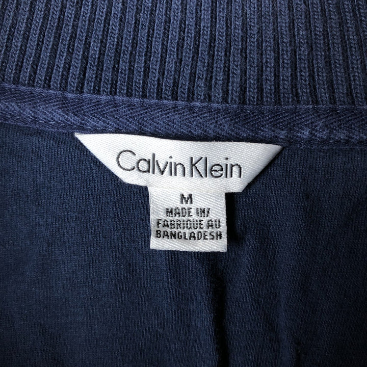 Calvin Klein Pique Half-Zip Sweatshirt, Women's Size Medium cotton navy blue type Vintage Second Hand