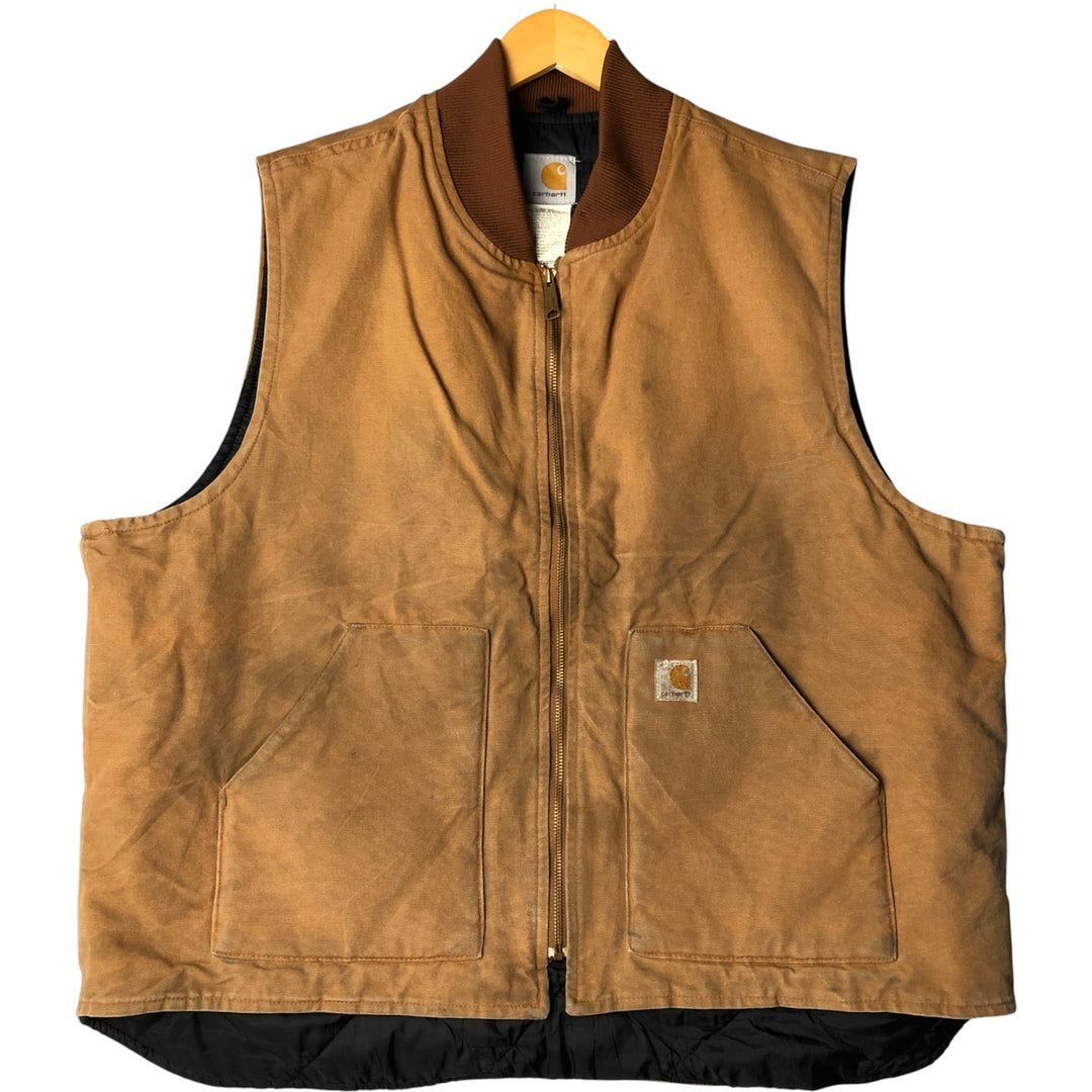 2000'S Carhartt Classic Padded Duck Vest, Men's XXL cotton brown type Vintage Second Hand