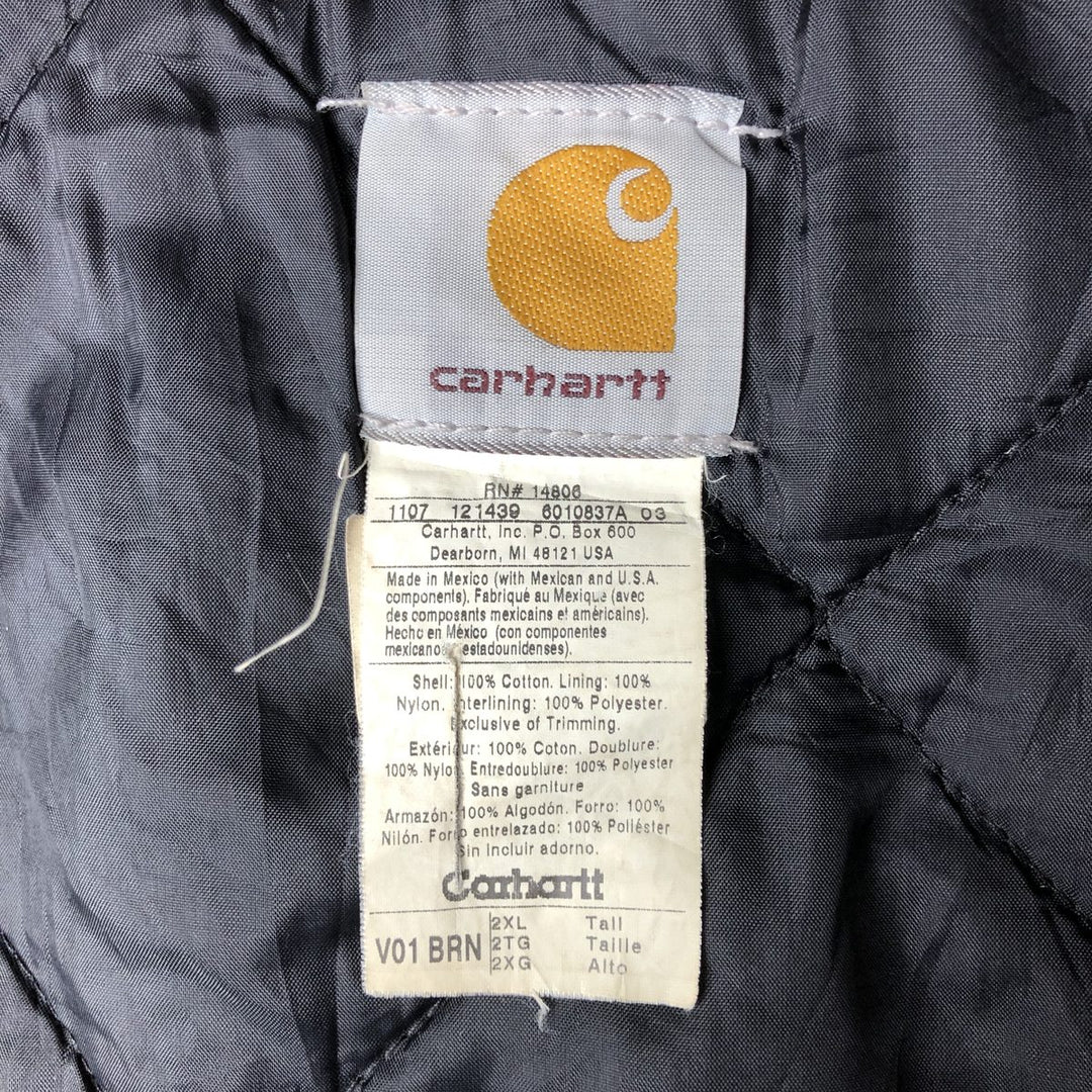 2000'S Carhartt Classic Padded Duck Vest, Men's XXL cotton brown type Vintage Second Hand