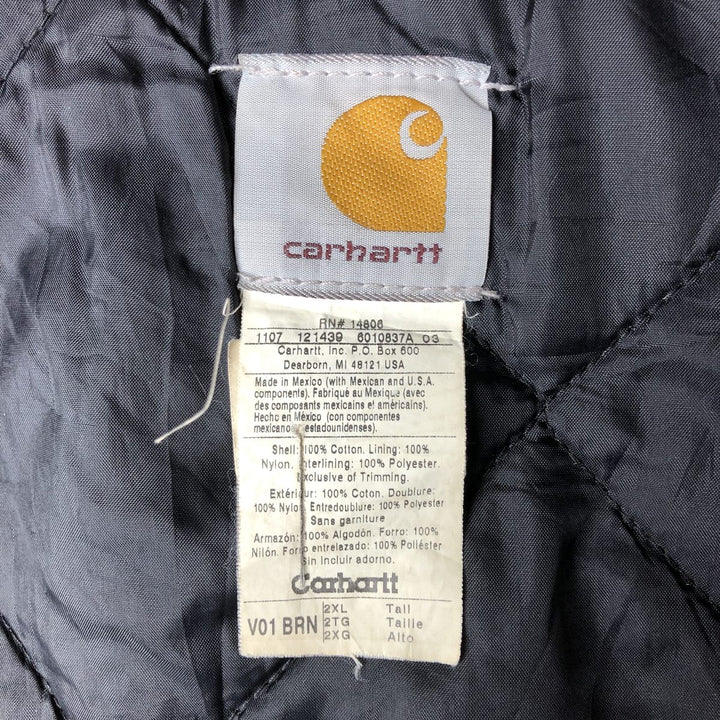 2000'S Carhartt Classic Padded Duck Vest, Men's XXL cotton brown type Vintage Second Hand