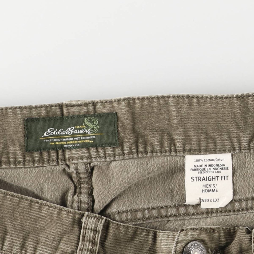 Eddie Bauer Straight Fit Corduroy Pants, Men's, Size 34 cotton Khaki type Vintage Second Hand