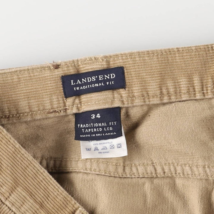 LANDS' END TRADITIONAL FIT Corduroy Pants, Men's, Size 35 cotton Beige type Vintage Second Hand