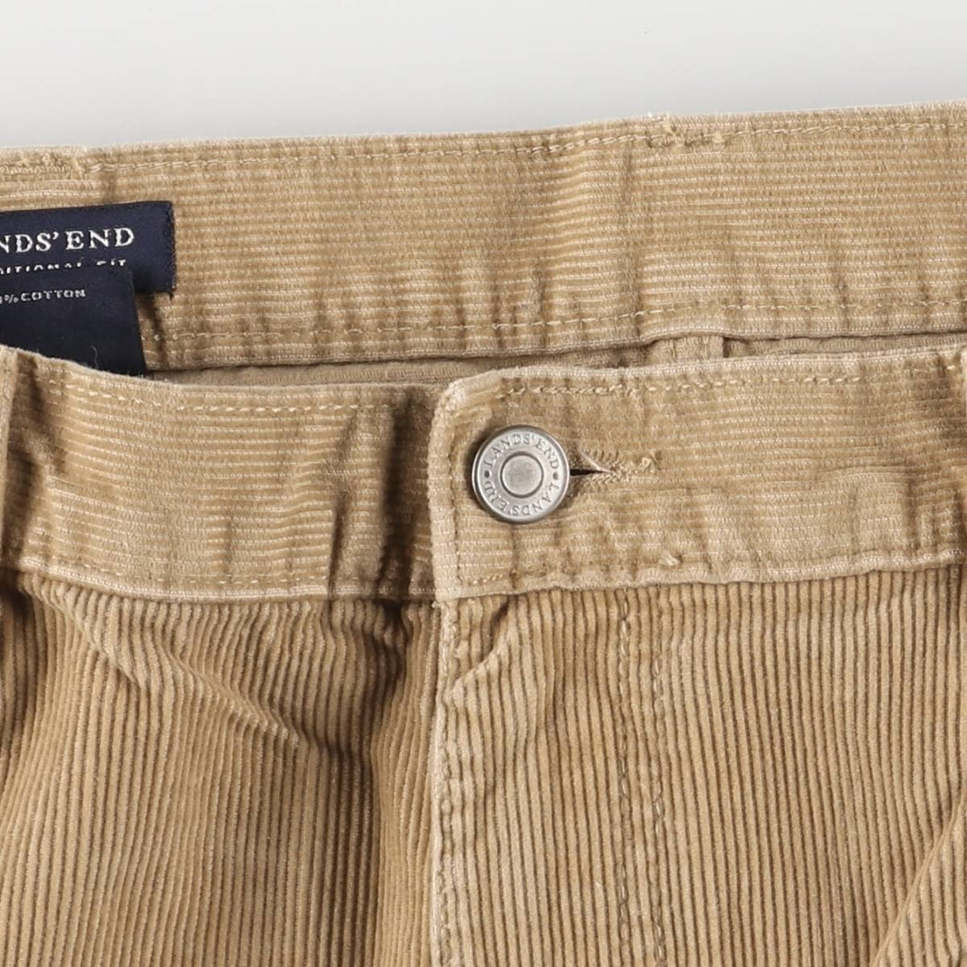 LANDS' END TRADITIONAL FIT Corduroy Pants, Men's, Size 35 cotton Beige type Vintage Second Hand