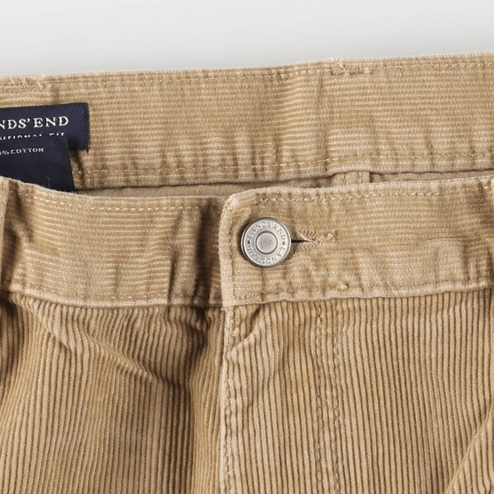 LANDS' END TRADITIONAL FIT Corduroy Pants, Men's, Size 35 cotton Beige type Vintage Second Hand