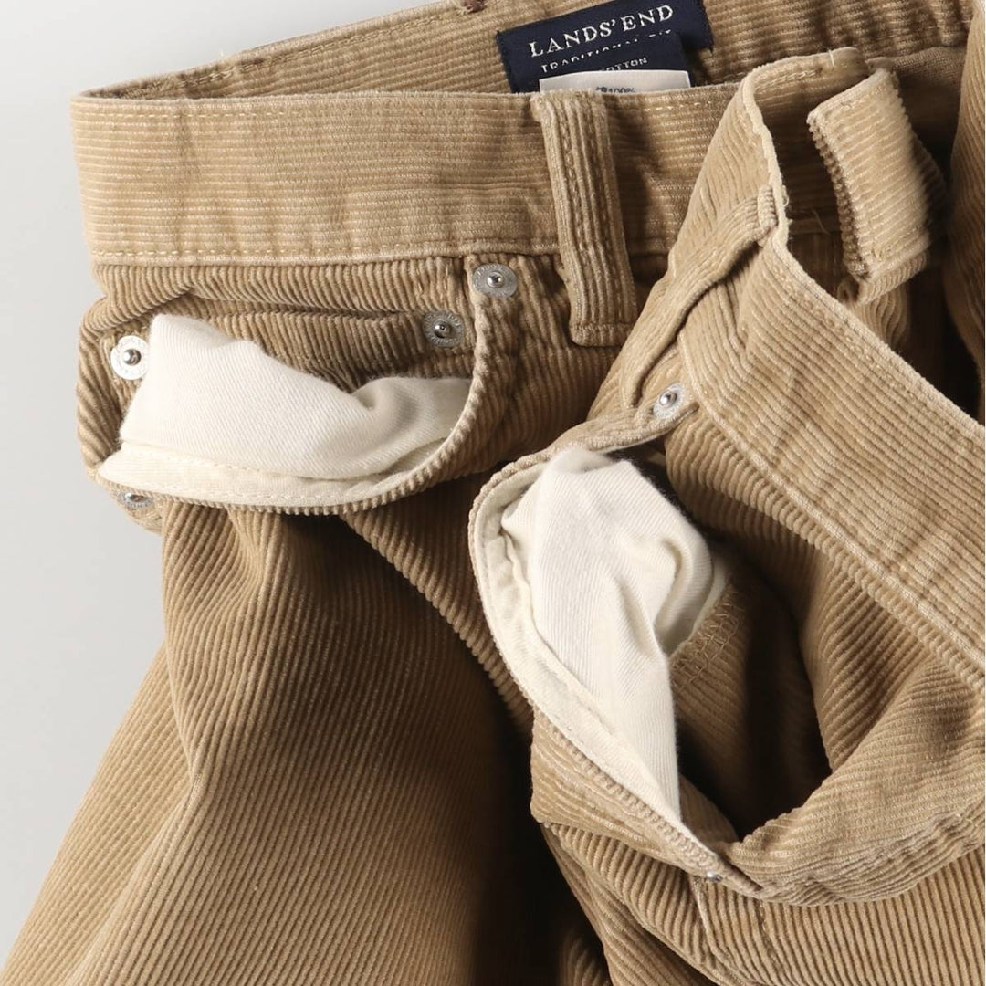 LANDS' END TRADITIONAL FIT Corduroy Pants, Men's, Size 35 cotton Beige type Vintage Second Hand