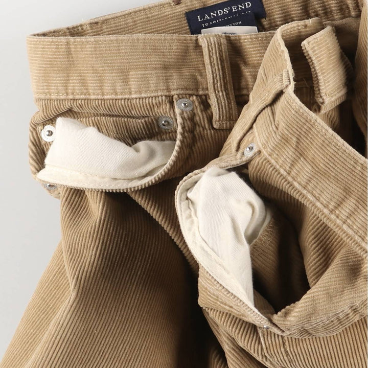 LANDS' END TRADITIONAL FIT Corduroy Pants, Men's, Size 35 cotton Beige type Vintage Second Hand