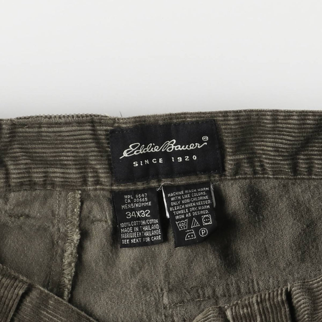 Eddie Bauer Men's Corduroy Pants, Size W35 cotton Khaki type Vintage Second Hand