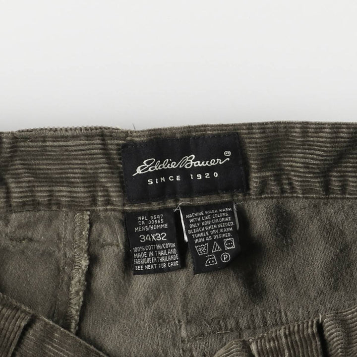 Eddie Bauer Men's Corduroy Pants, Size W35 cotton Khaki type Vintage Second Hand