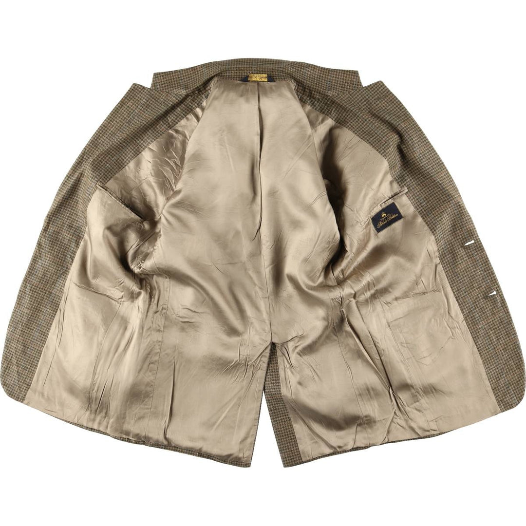 Brooks Brothers BROOKSGATE Check Pattern Houndstooth Pattern Tailored Jacket, Made in USA, Men's Size Medium unclear Beige type Vintage Second Hand