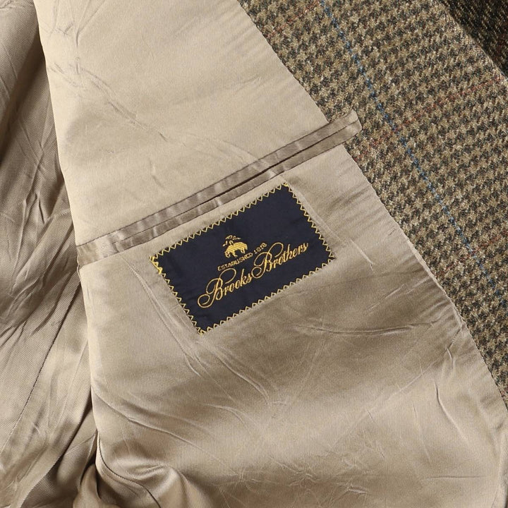Brooks Brothers BROOKSGATE Check Pattern Houndstooth Pattern Tailored Jacket, Made in USA, Men's Size Medium unclear Beige type Vintage Second Hand
