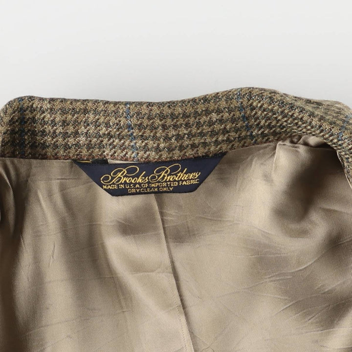 Brooks Brothers BROOKSGATE Check Pattern Houndstooth Pattern Tailored Jacket, Made in USA, Men's Size Medium unclear Beige type Vintage Second Hand
