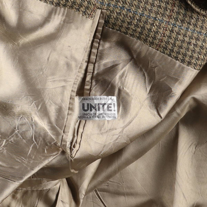 Brooks Brothers BROOKSGATE Check Pattern Houndstooth Pattern Tailored Jacket, Made in USA, Men's Size Medium unclear Beige type Vintage Second Hand