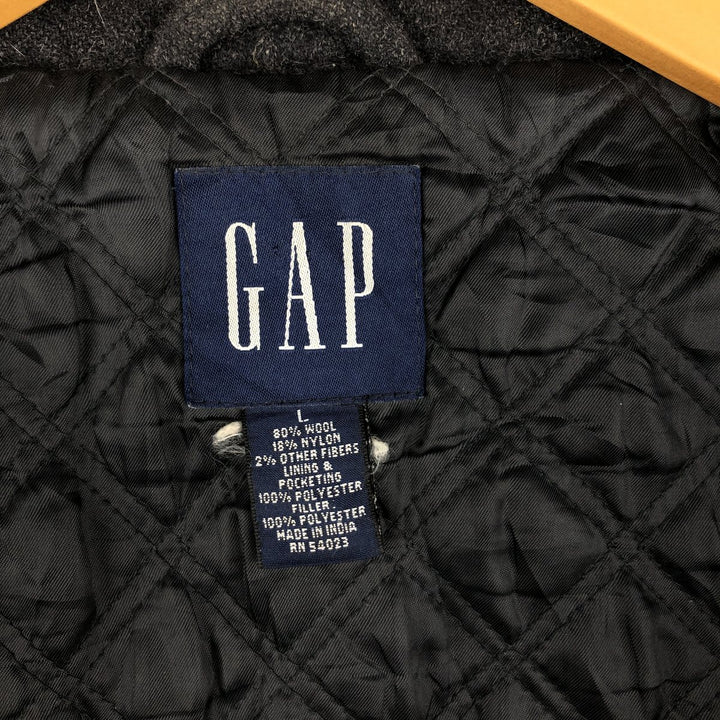 90'S GAP Vintage Padded Wool Half Coat, Men's Size L wool Charcoal Vintage Second Hand
