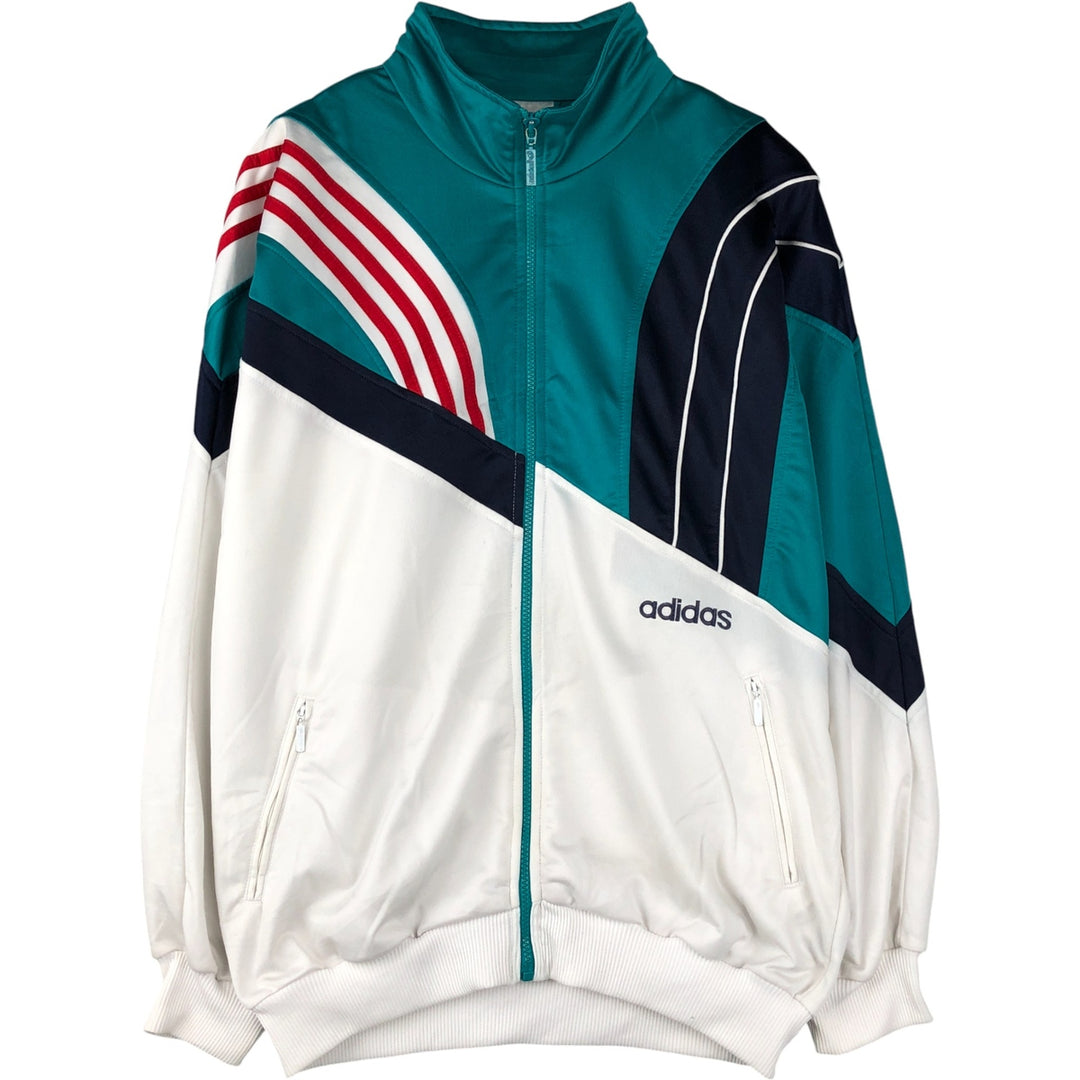 Vintage 80'S adidas track jacket, size M for men polyester white type Vintage Second Hand