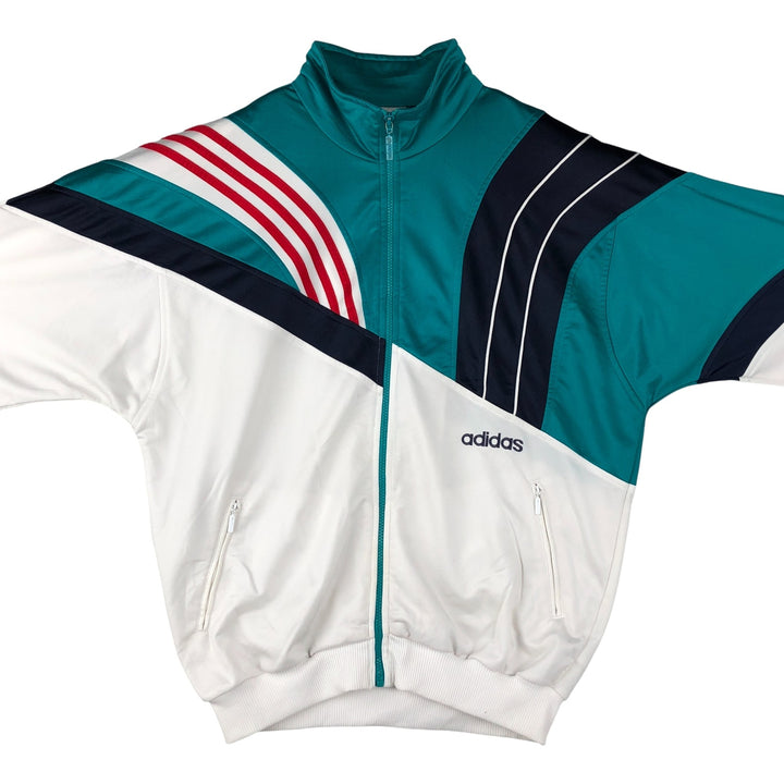 Vintage 80'S adidas track jacket, size M for men polyester white type Vintage Second Hand