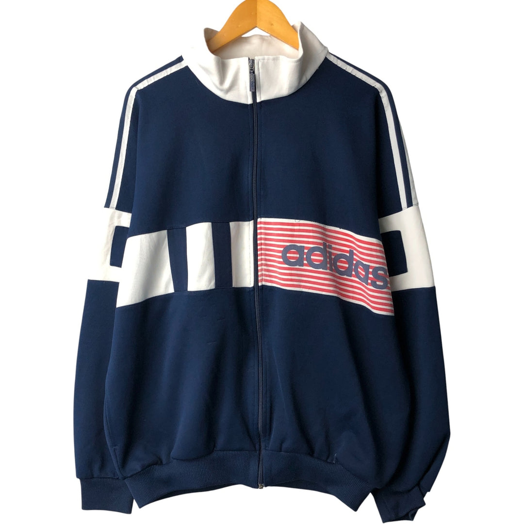 Vintage 80s-90'S Adidas track jacket, men's size XXL polyester navy blue type Vintage Second Hand