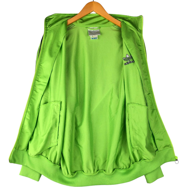 Vintage 1980'S adidas Trefoil logo track jacket, men's size small polyester green type yellow green Vintage Second Hand