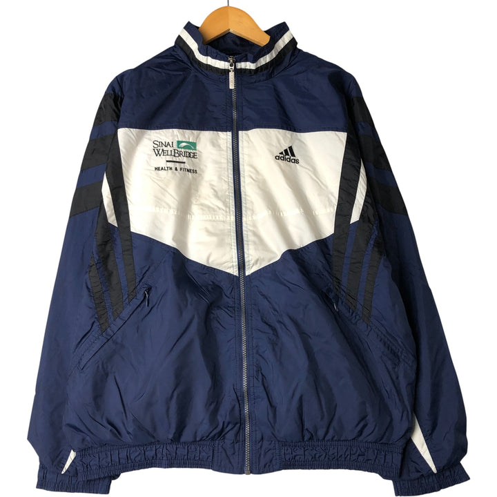 90'S Adidas Nylon Jacket, Men's Size L, Vintage Nylon navy blue type Vintage Second Hand