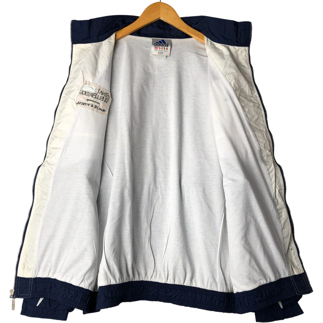 90'S Adidas Nylon Jacket, Men's Size L, Vintage Nylon navy blue type Vintage Second Hand