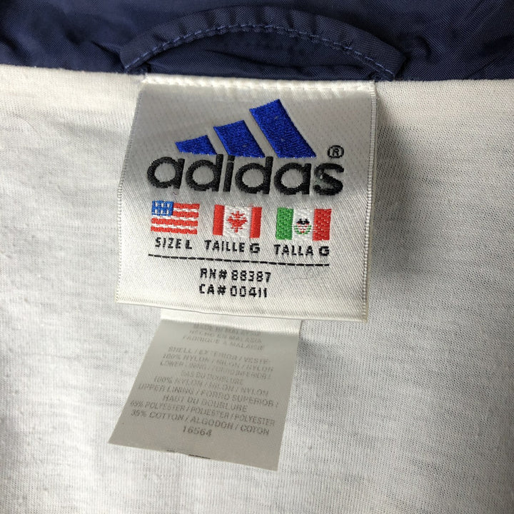 90'S Adidas Nylon Jacket, Men's Size L, Vintage Nylon navy blue type Vintage Second Hand