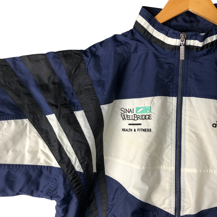 90'S Adidas Nylon Jacket, Men's Size L, Vintage Nylon navy blue type Vintage Second Hand