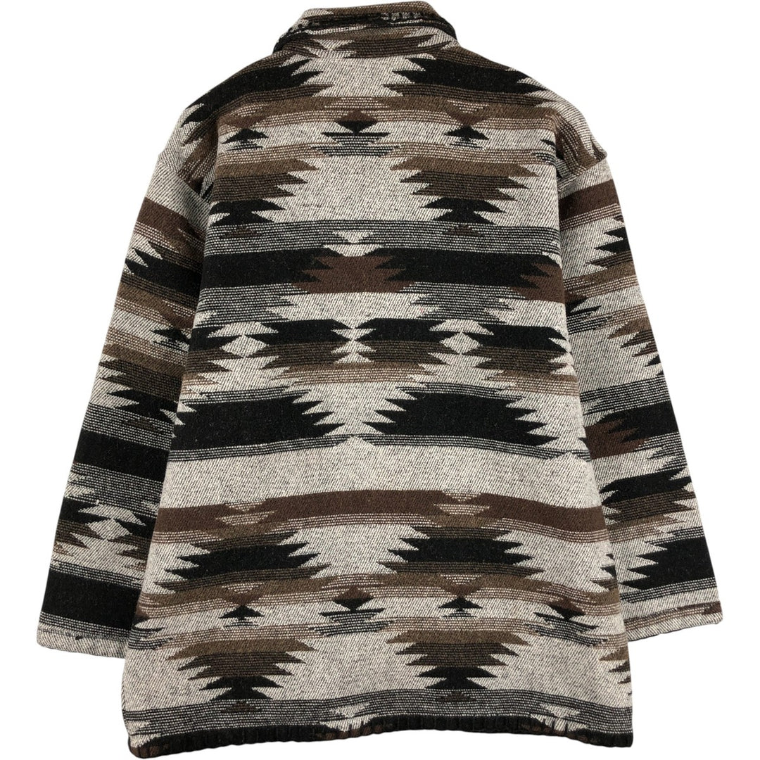 CHICOS DESIGN Ortega Pattern All-Over Print Jacket, Men's Size L polyester white type Vintage Second Hand