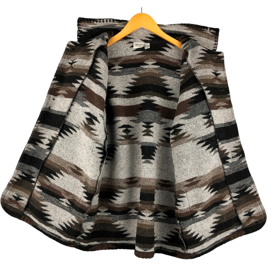 CHICOS DESIGN Ortega Pattern All-Over Print Jacket, Men's Size L polyester white type Vintage Second Hand