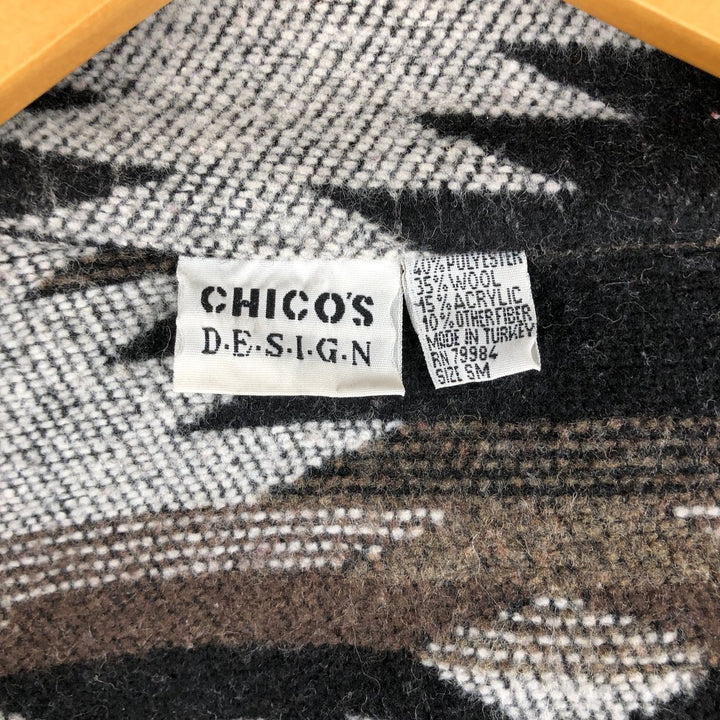 CHICOS DESIGN Ortega Pattern All-Over Print Jacket, Men's Size L polyester white type Vintage Second Hand