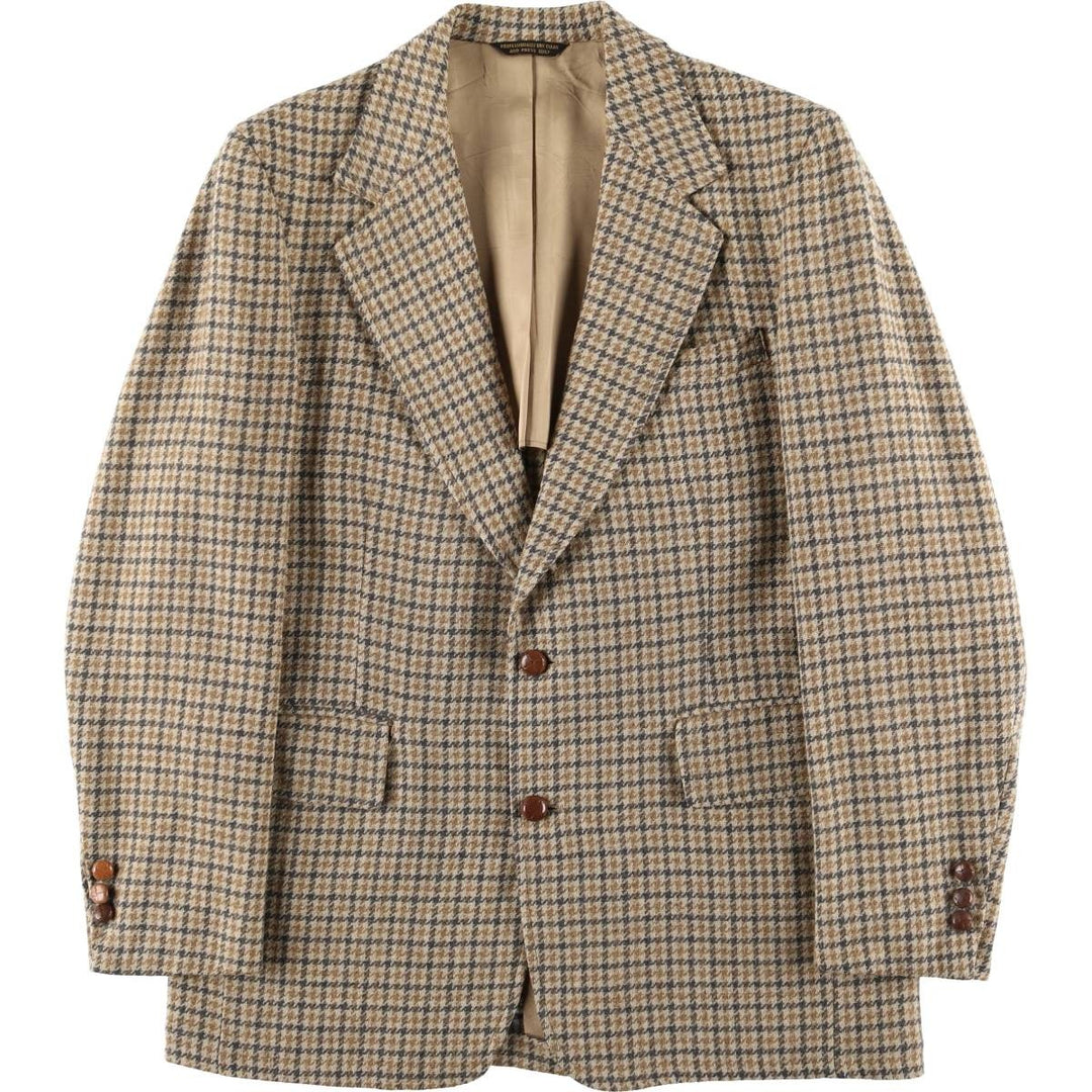 Palm Beach Check Pattern Houndstooth Pattern Wool Tailored Jacket, Men's Size Medium wool Beige type Vintage Second Hand