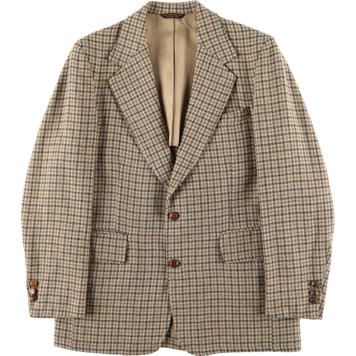 Palm Beach Check Pattern Houndstooth Pattern Wool Tailored Jacket, Men's Size Medium wool Beige type Vintage Second Hand