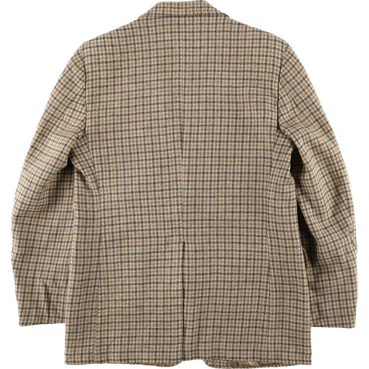 Palm Beach Check Pattern Houndstooth Pattern Wool Tailored Jacket, Men's Size Medium wool Beige type Vintage Second Hand