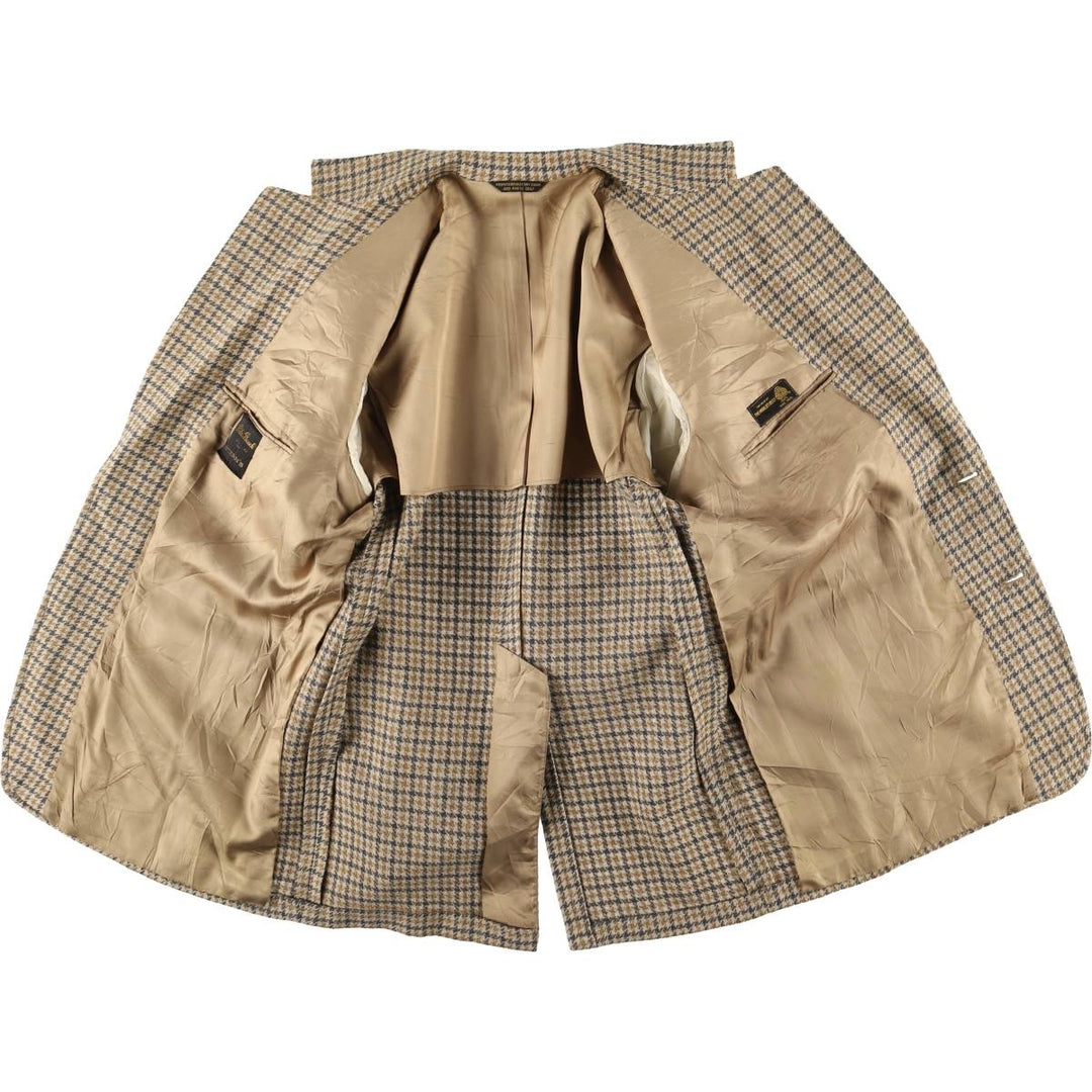 Palm Beach Check Pattern Houndstooth Pattern Wool Tailored Jacket, Men's Size Medium wool Beige type Vintage Second Hand