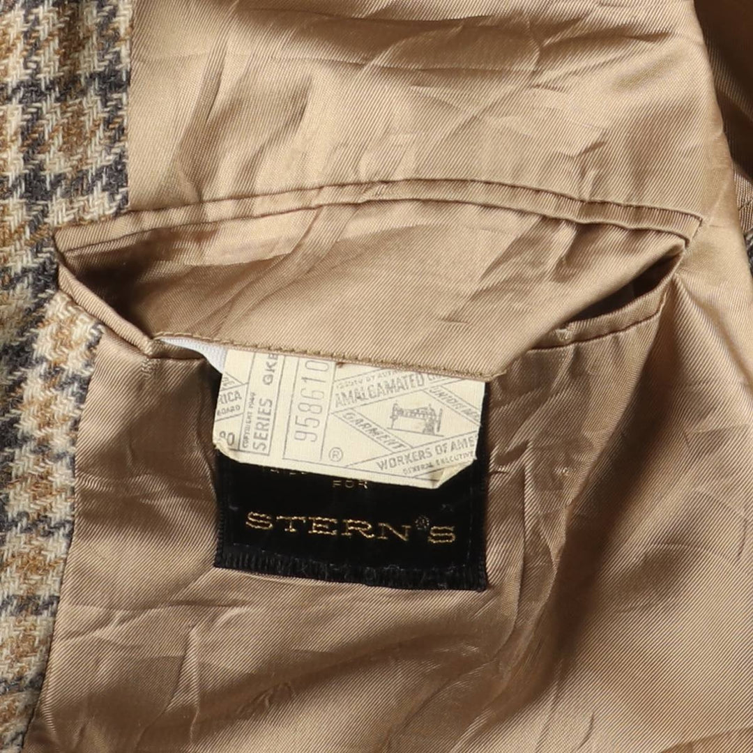 Palm Beach Check Pattern Houndstooth Pattern Wool Tailored Jacket, Men's Size Medium wool Beige type Vintage Second Hand