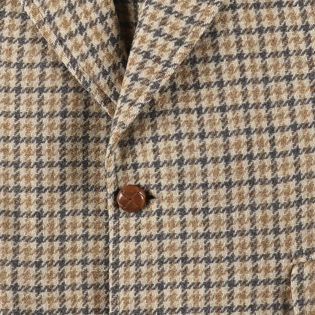 Palm Beach Check Pattern Houndstooth Pattern Wool Tailored Jacket, Men's Size Medium wool Beige type Vintage Second Hand
