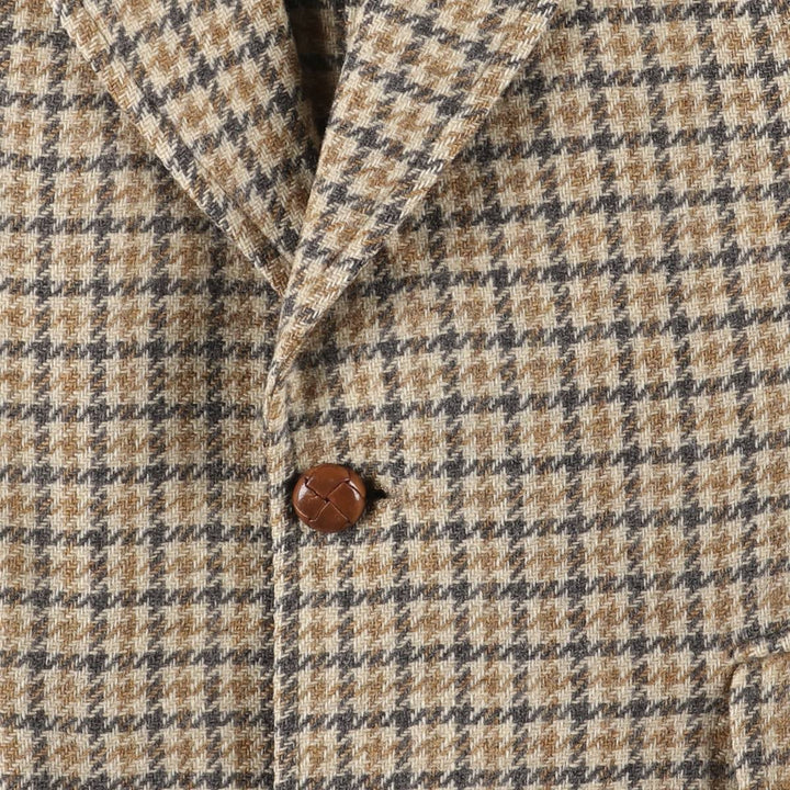 Palm Beach Check Pattern Houndstooth Pattern Wool Tailored Jacket, Men's Size Medium wool Beige type Vintage Second Hand