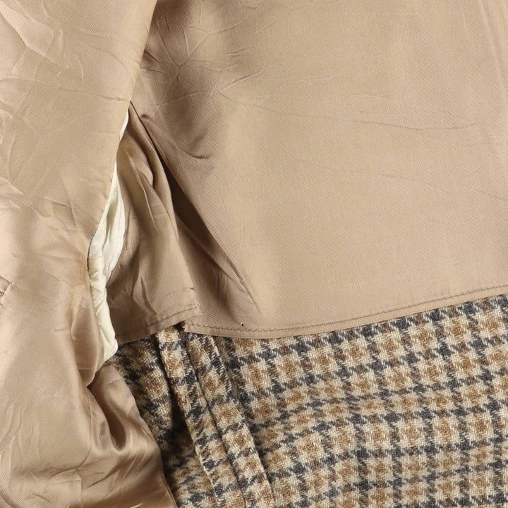 Palm Beach Check Pattern Houndstooth Pattern Wool Tailored Jacket, Men's Size Medium wool Beige type Vintage Second Hand